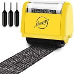 Miseyo Wide Identity Theft Protection Roller Stamp Set - Yellow (3 Refill Ink Included)