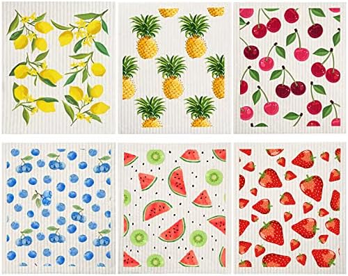 Mixed Fruit Swedish Kitchen Dishcloths Reusable Dish Towels Absorbent and Fast Dry Cleaning Cloths...