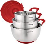 Mixing Bowls with BPA Free Airtight Lids Stainless Steel Nesting Bowls with Pour Spout, Silicone...