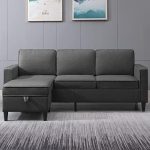 Mjkone Convertible Sectional Sofa Couch, Sofas with Solid Wood Legs and Storage Ottoman, L-Shape...
