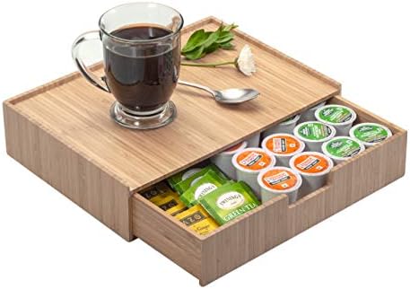 MobileVision Bamboo Drawer Organizer to hold K-Cups, Coffee, Tea, & Espresso Pods, Condiments and...