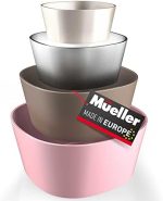 Mueller Mixing Bowls, 4-Piece Nesting Bowls Set, Food Prep Bowls, European Made, Microwave and...