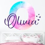 Multiple Font Wall Decor Bright Letter and Watercolours I Custom Name & Initial I Baby Girl Letter...