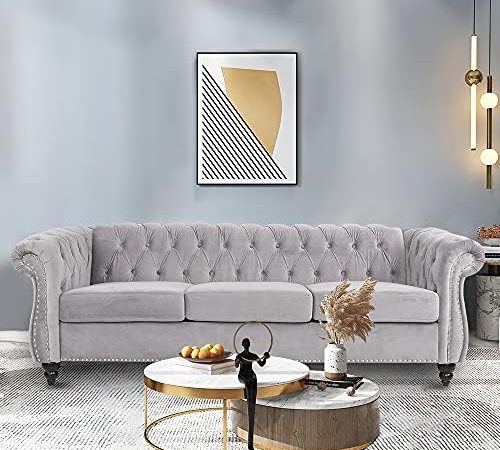 NOSGA Large Sofa, Three-seat Sofa Classic Tufted Chesterfield Settee Sofa Modern 3 Seater Couch...