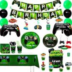 NOVIIML irthday Party Supplies for Boys,194pcs Video Game Party Decorations&Tableware Set-Gaming...