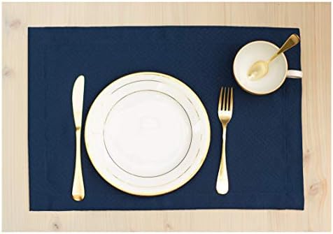 Navy Blue Placemats Set of 4, Waterproof Place mats for Dining Table, Outdoor Washable Table Mats...