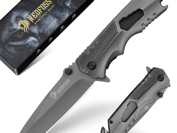 NedFoss FA48 Pocket Knife for Men with Bottle Opener, Glass Breaker, Seatbelt Cutter and Wrench,...