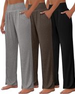 Neer 3 Pcs Women's Wide Leg Yoga Pant Comfy Loose Sweatpants High Waist Lounge Casual Athletic Pant...