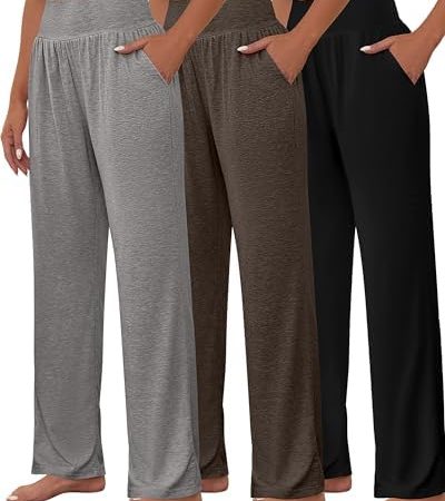 Neer 3 Pcs Women's Wide Leg Yoga Pant Comfy Loose Sweatpants High Waist Lounge Casual Athletic Pant...