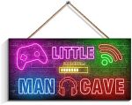Neon Gaming Decor for Boys Room Wooden, Neon Gaming Wooden Door Sign for Gamer Room Decor, Boys...
