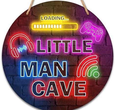 Neon Gaming Little Man Cave, Boys Teenage Room Hanging Wall Art Decoration, 10" Vedio Game Hanging...