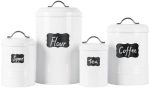 Nesting Canisters Sets for the Kitchen, Set of 4 Airtight White Farmhouse Canister Jars with...