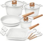 Nonstick Cookware Set Non Toxic 100% PFOA Free Compatible Induction Pots and Pans Sets with Glass...