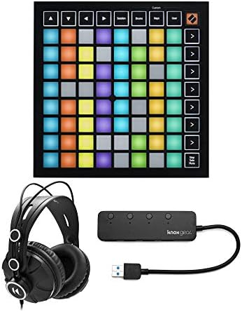 Novation Launchpad Mini MK3 Grid Controller for Ableton Live Bundle with Headphones and 4 Port 3.0...