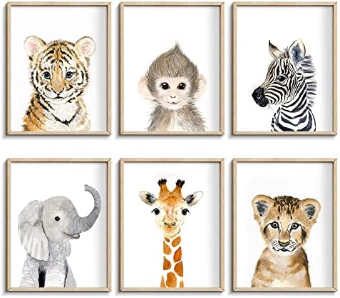Nursery Baby Room Wall Art Decor, Jungle Nursery Baby Animal of Tiger Lion Elephant Decorations,...