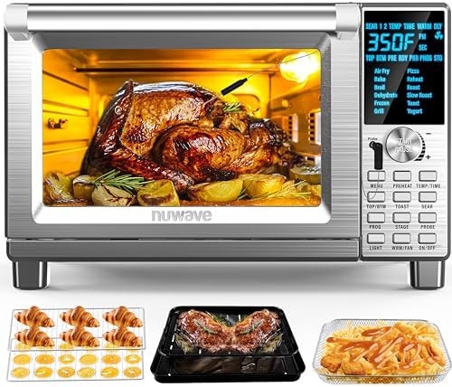 Nuwave Bravo Air Fryer Toaster Smart Oven, 12-in-1 Countertop Convection, 30-QT XL Capacity,...
