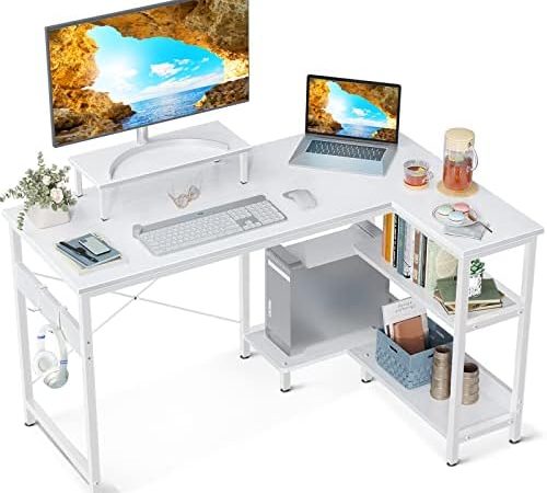 ODK 40 Inch Small L Shaped Computer Desk with Reversible Storage Shelves, L-Shaped Corner Desk with...
