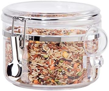 OGGI Clear Canister Airtight 28oz - Clamp Lid & Spoon - Airtight Food Storage Containers, Ideal for...