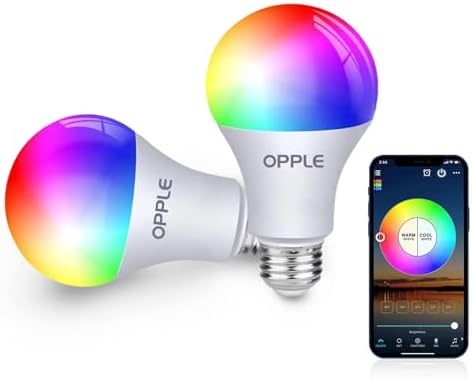 OPPLE Smart Light Bulbs, WiFi Bluetooth Dimmable LED RGB Light Bulbs, Full Color Changing Light Bulb...