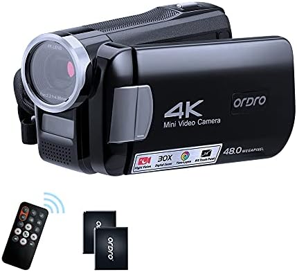 ORDRO 4K Camcorder Video Camera IR Night Vision Vlogging Camera Recorder Full HD 1080P 60FPS 3.0...