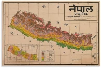 Old Map of Nepal, 19th Century Map, Antique Decor Canvas Poster Wall Art Decor Print Picture...