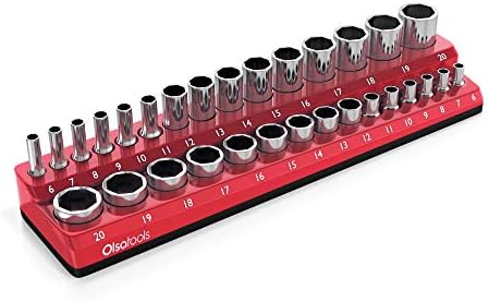 Olsa Tools Magnetic Socket Holder | 3/8-inch Drive | Metric | Red | Holds 30 Sockets | Professional...