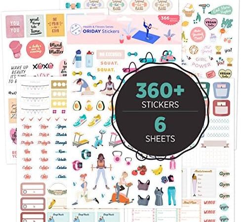 Oriday Health & Wellness, Workout - Set of 366 Stickers, 6 Sheets for Fitness Stickers - Mom,...