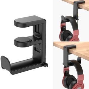 PC Gaming Headset Headphone Hook Holder Hanger Mount, Headphones Stand with Adjustable & Rotating...