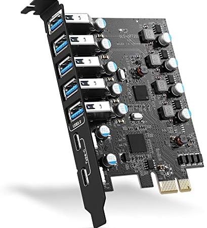 PCI-E to USB 3.0 7-Port(2X USB-C - 5X USB-A) Expansion Card,PCI Express USB Add in Card, Internal...
