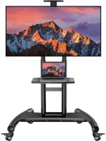 PERLESMITH Rolling/Mobile TV Cart with Wheels for 32-82 Inch LCD LED 4K Flat Screen TVs - TV Floor...