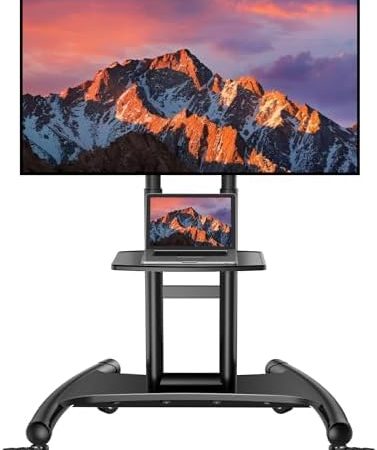 PERLESMITH Rolling/Mobile TV Cart with Wheels for 32-82 Inch LCD LED 4K Flat Screen TVs - TV Floor...