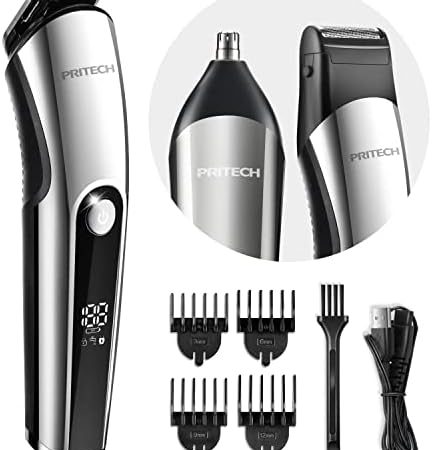 PRITECH 3 in 1 Beard Trimmer Hair Clippers for Men,Nose Hair Trimmer,Micro Shaver Mens Grooming Kit...