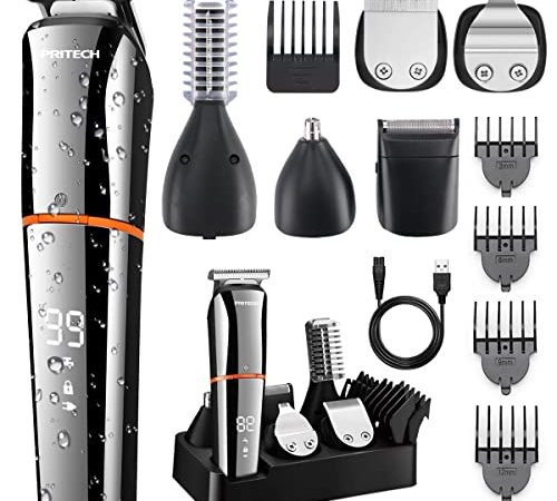 PRITECH Beard Trimmer,6 in 1 Kit Electric Hair Clipper,Cordless Nose Trimmer Mens Grooming Trimmer...