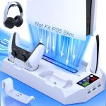 PS5 Stand with Cooling Station for PS5 Controller Charging Station for Playstation 5 Console...