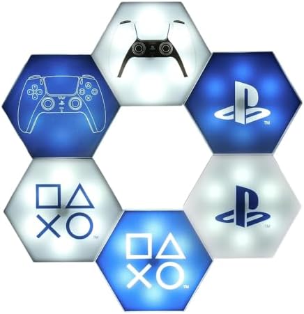 Paladone Playstation Hexagon LED Lights - Free Standing or Wall Mountable - Customizable Game Room...