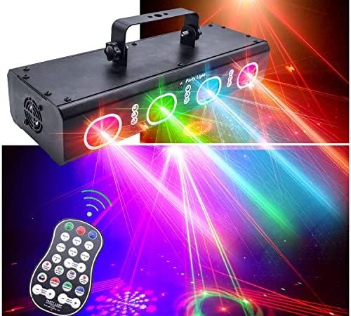 Party Lights DJ Disco Lights, 3D Effect Sound Sensing Laser Lights Flash Stage Lights Projector Home...