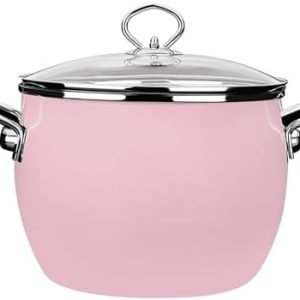 Pasta Pot Nonstick Cookware Enamel Stock Pot with Lid Large Cooking Pot Flat Bottom Stew Pot for...