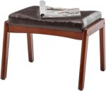 Pemberly Row Accent Ottoman Stool in Espresso Faux Leather and Wood