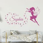 Personalized Name Sticker with Fairy & Stars Vinyl Custom Name Wall Decal Art Home Decoration for...