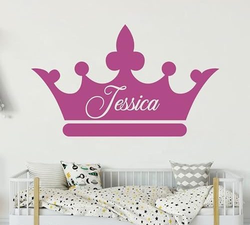 Personalized Name with Crown Wall Sticker Vinyl Custom Name Decal for Kids Girl Child Bedroom Living...