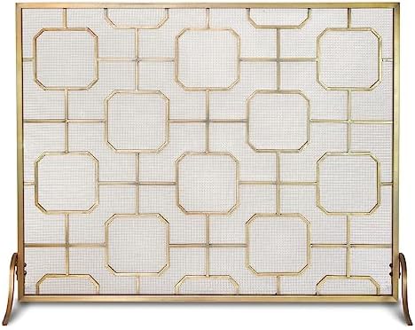 Pilgrim Home and Hearth 18309 Madison Single Panel Fireplace Screen, Burnished Brass