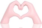 Pink Hand Gesture Heart Statue, Modern Love Finger Heart Hand Decor, Pink Home Decor, Modern Art...
