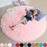 Pink Round Rug for Girls Bedroom,Fluffy Circle Rug 4'X4' for Kids Room,Furry Carpet for Teen ,Shaggy...
