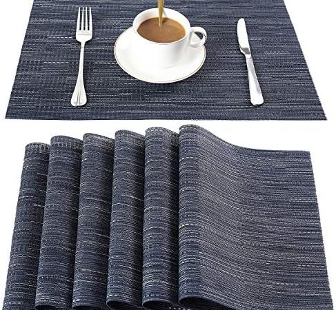 Placemats Heat-Resistant Washable Plastic Placemat Woven Vinyl Table Mats for Dining Table Non-Slip,...