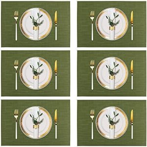 Placemats for Dining Table Set of 6 Waterproof Plastic Placemats Washable Fabric Wipeable Vinyl...