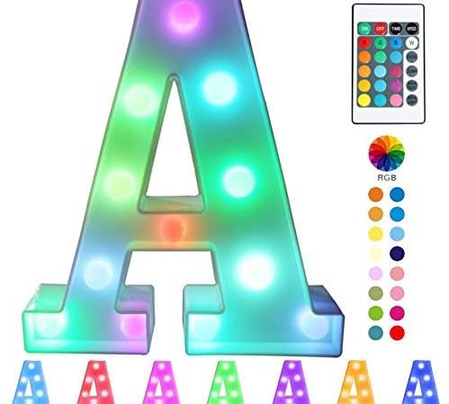 Pooqla Colorful LED Marquee Letter Lights with Remote – Light Up Marquee Signs – Party Bar Letters...