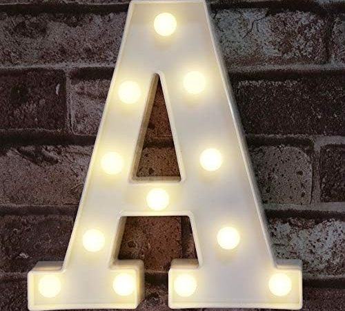 Pooqla LED Marquee Letter Lights Sign, Light Up Alphabet Letter for Home Party Wedding Decoration A