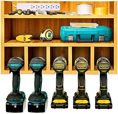 Power Tool Organizer Wall Mount, Cordless Power Tools Storage Cabinet, Drill Charging Station,...