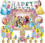 Princess Birthday Party Decoration Supplies Princess Background Balloon Cake Topper Decoration Girls...