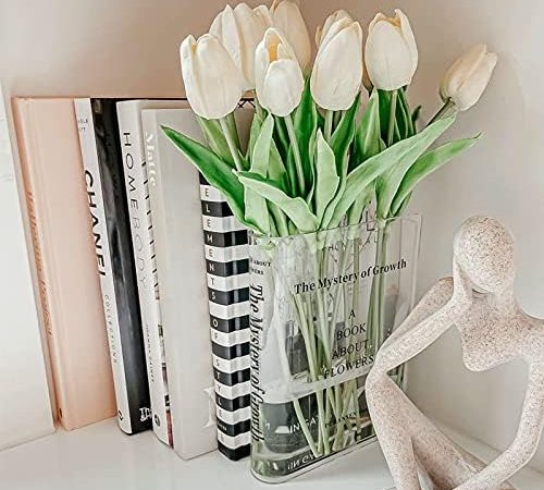 Puransen Bookend Vase for Flowers, Cute Bookshelf Decor, Unique Vase for Book Lovers, Artistic and...
